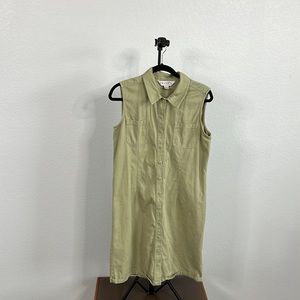 khaki button down midi dress size 12